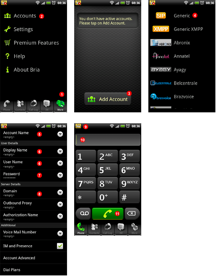 Bria Android set up