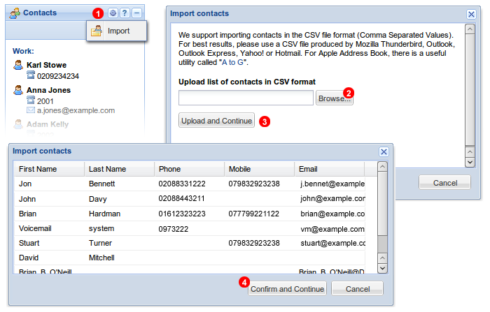 Import contacts