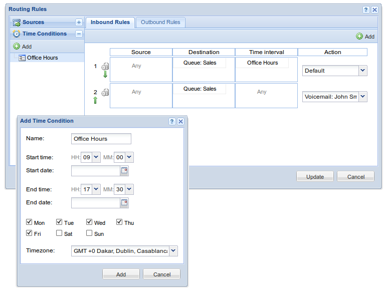 Inbound routing rule - example