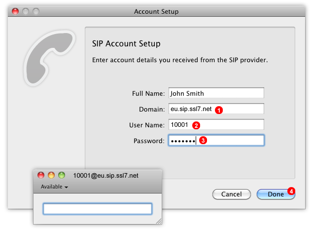 Telephone account set up