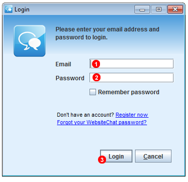Chat Operator Application login screen