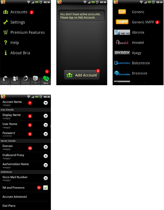 Bria Android set up