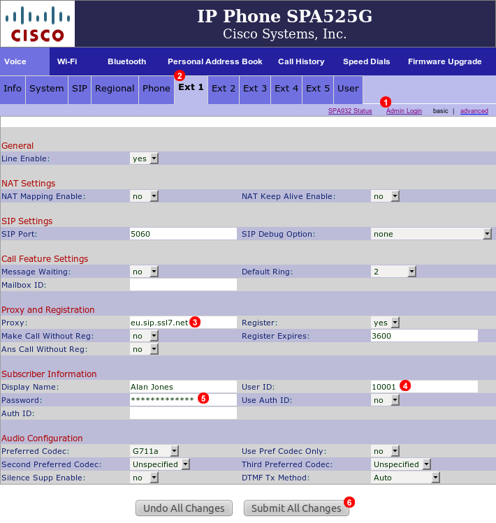 Cisco SPA525G configuration