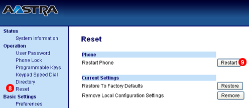 Aastra phone auto provisioning - Reset