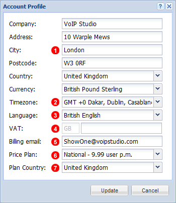 Company profile window