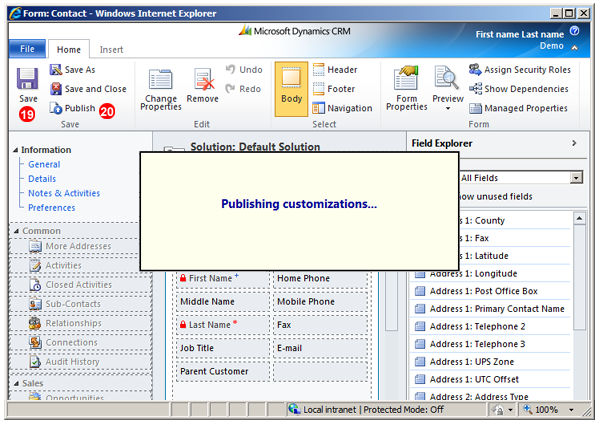 MS Dynamics publish customization