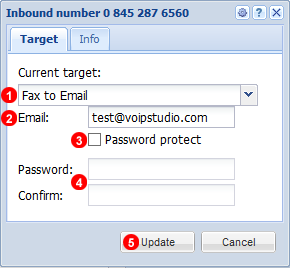 Edit inbound number Fax