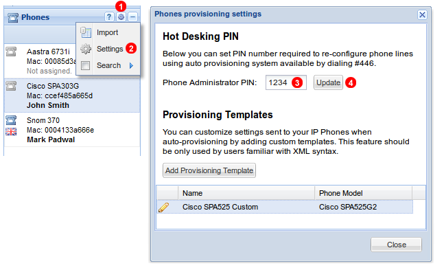 Phones hot desking