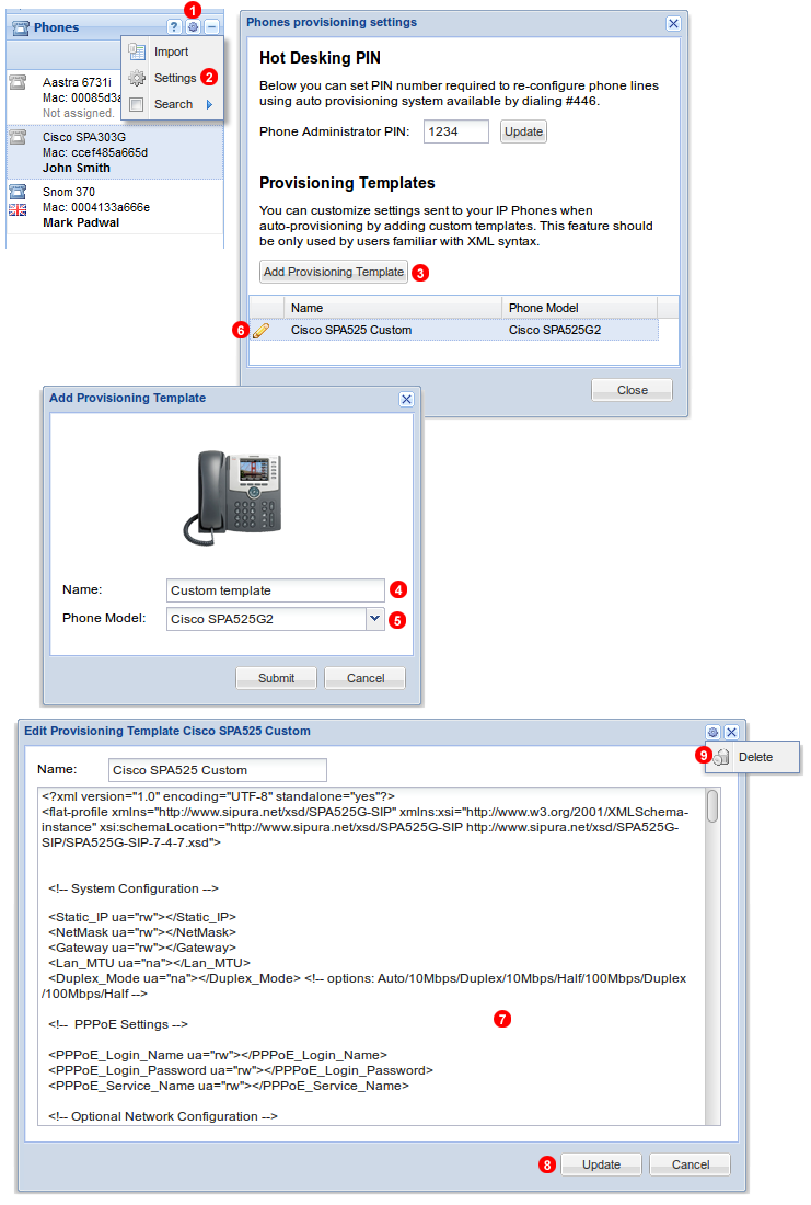 Custom provisioning templates