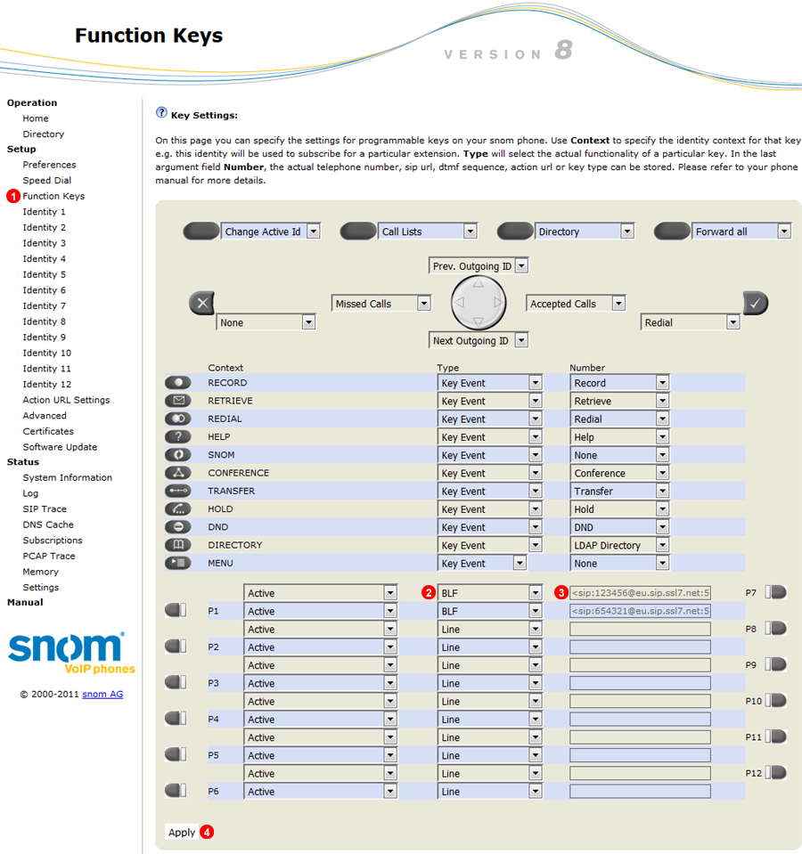 Snom manual BLF