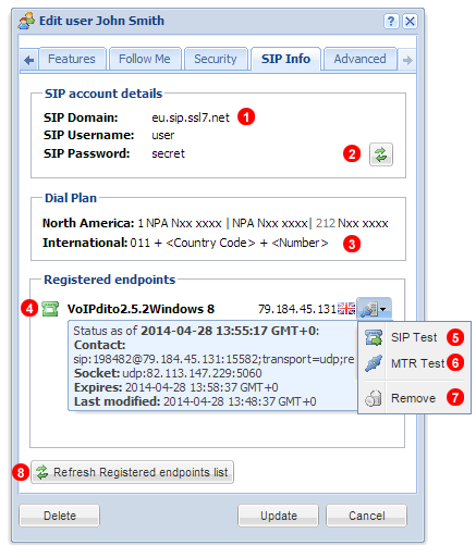 SIP account details