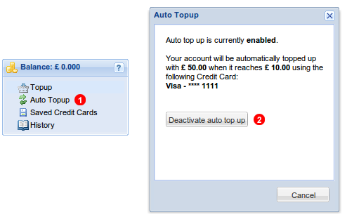 Deactivate auto Top Up