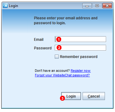 Softphone Application login screen