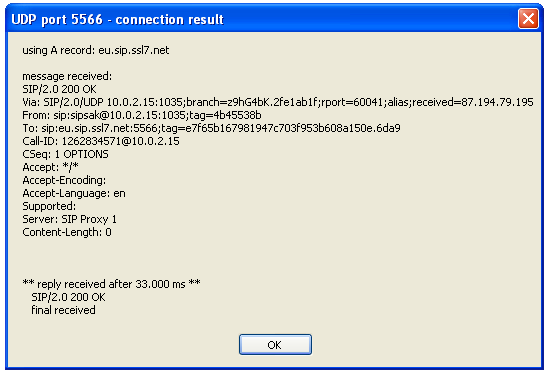 Network test - success