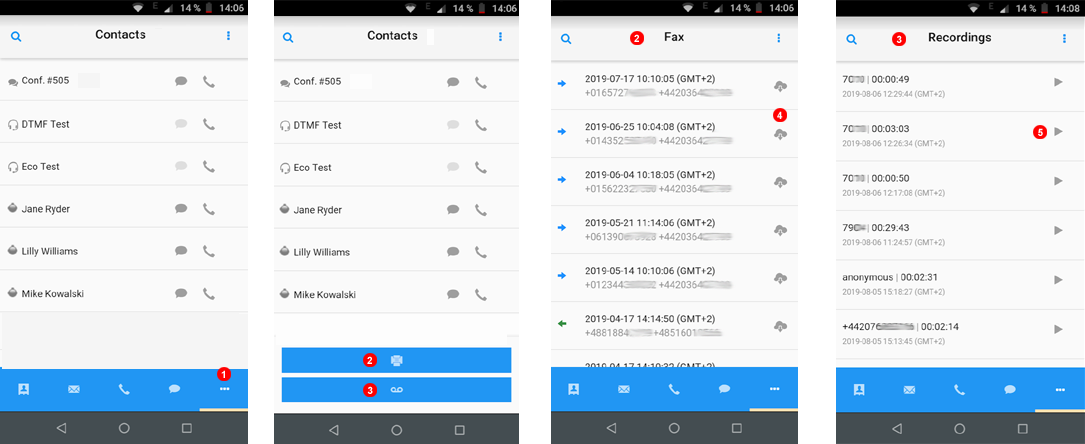 App Call Recordings and FAX History