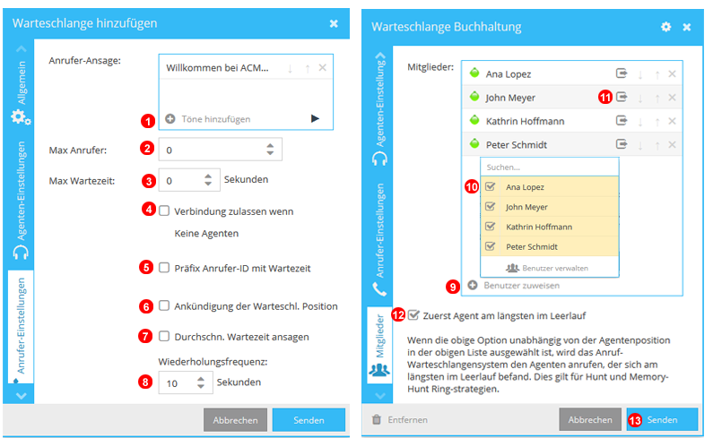 Warteschlangen Fenster